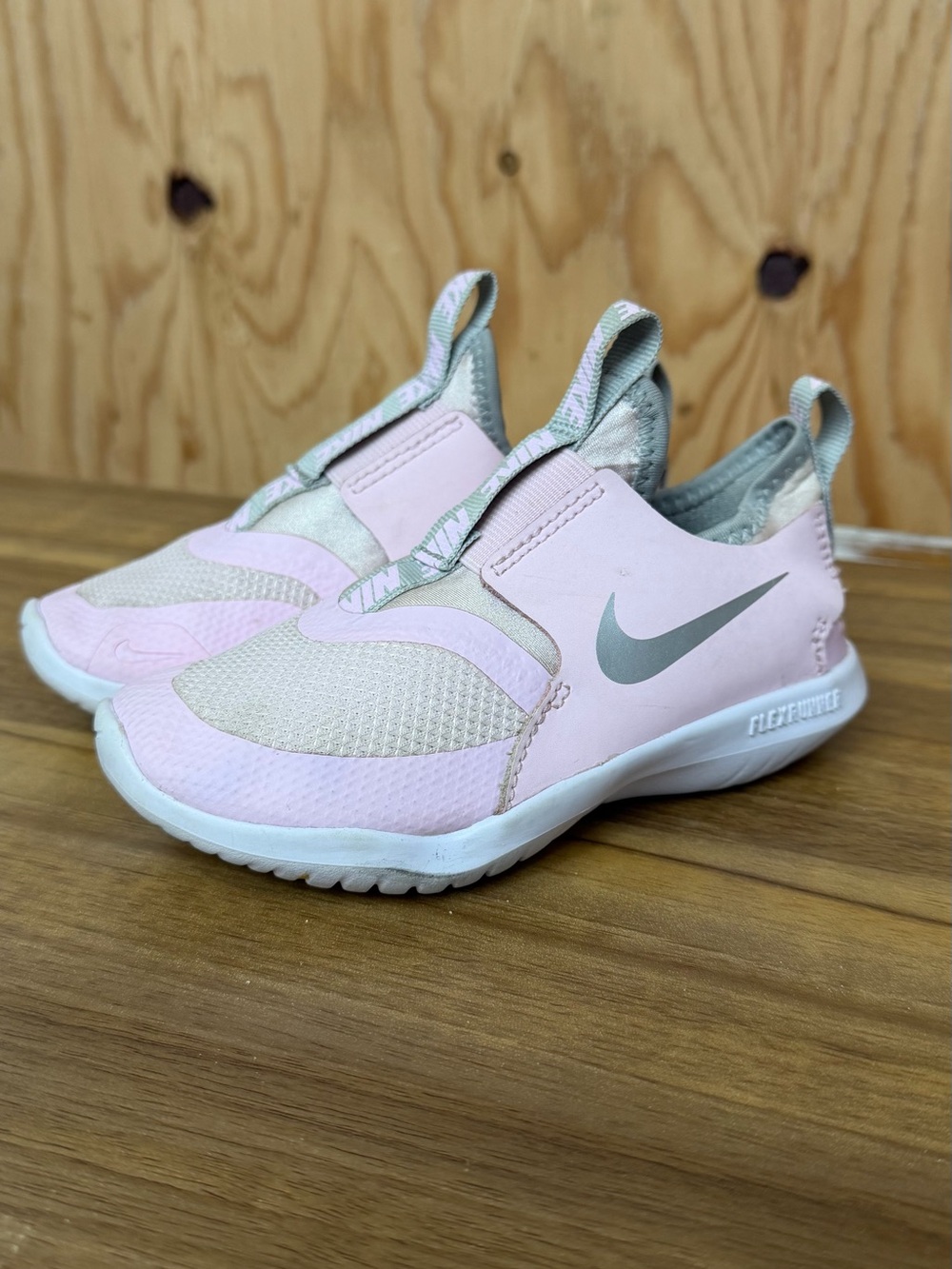 Nike Flex Runner GS ‘Pink Foam Metallic Silver’ Sneakers Size 10.5C